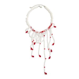 PYA94 Tassel Blood Drop Necklace Red Multilayer Gothic Jewelry Fashion Clavicle Chain Halloween Choker Women