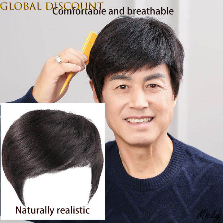 New add Real Hair Version Wig for Men Middle aged Real Human