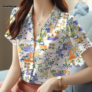 雪纺上衣女装 Woman Chiffon Blouses Office Wear Women French Style Floral Chiffon Shirt Temperamental Women Large Size Sun Protection Cardigan Top