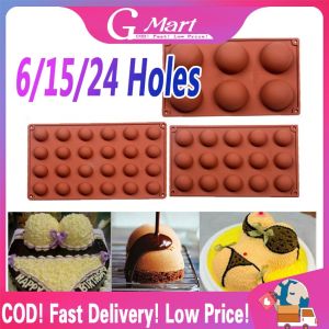 ⭐【LazTop Seller】 6/15/24 Holes Chocolate Sphere Mold Half Ball Mold Hemisphere Shape Silicone Chocolate Cake Mousse Dessert Baking Pastry Bakeware Hemispherical-Chocolate-Mold