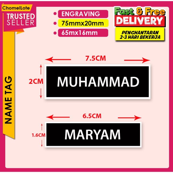 Engraving Name Tag, Name Tag Tag Nama Pin, Name Tag Guru, Name