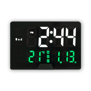 Narrow Bezel Digital Alarm Clock Voice Control Temp Touch Snooze 3 Alarms Electronic Table Clock Night Mode Digital LED Clocks