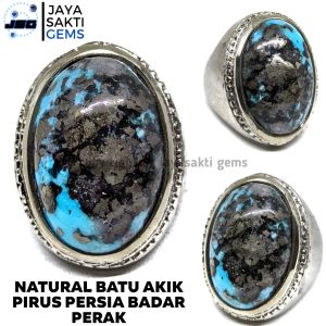 Natural Batu Akik Badar Perak Pirus Persia Original BPP03
