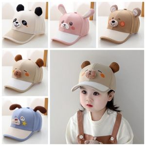 SEETE Breathable Capybara Peaked Cap Cotton Adjustable Baby Sunscreen Hat Fashion Thin Children Baseball Hat For Babies Aged 2-5