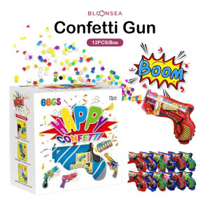 Happy Confetti Gun Party Popper Mini Poppers Handheld Automatic Inflatable Fireworks Balloon Firework Toys