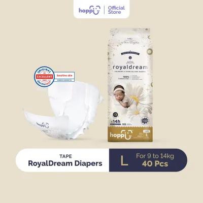 Hoppi RoyalDream Baby Diaper Tape NB66/S56/M44/L40 (1 Pack) 100% 7 Chemicals-Free*