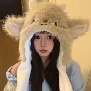 ADAM Cừu Mũ bảo vệ tai bằng vải nhung Chống gió Lông xù Mũ Mông Cổ Dễ thương Cừu hoạt hình Mũ giữ ấm mùa đông Thời trang nữ