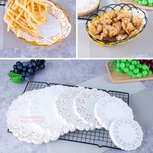 100pcs Oil Absorbing Paper White Round Lace Paper BBQ/Coffee/Bread/Cake Background Food Storage Cooking Accessories Party Cake Liner
