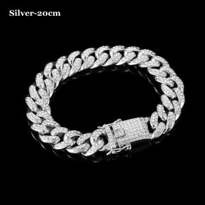 VIVI GLASSES 12mm Width Fashion Bracelet Diamond Women Men Bracelet Link Chain Hip Hop Inlaid Rhinestone
