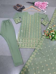[PRE-ORDER] Size M To 2XL Party Wear Faux Georgette Kurti with Pent and Dupatta Set~ Delivery Lead Time : 10 days