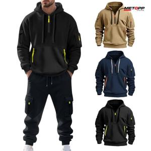 Mens 2-Piece Hooded Sweatshirt Set Sweatsuits for Men 2 Piece Outfit Jogging Suits Long Sleeve Loose Fit Matching Clothing Tracksuits Set