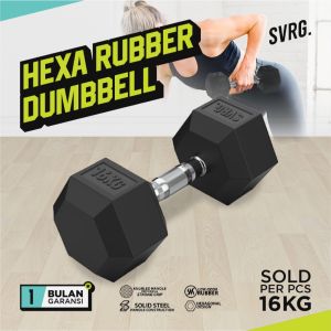 Svarga Hexagonal Dumbbell - 16 KG - Hexagon Rubber Dumbell Barbell