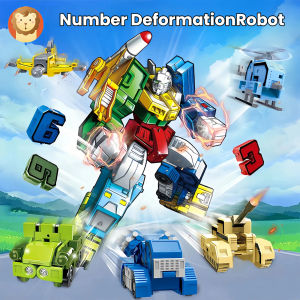 Lion 10pcs Number Transformers Robot Toys DIY Early Educational Montessori Toy For Kids Boys Girls Gifts