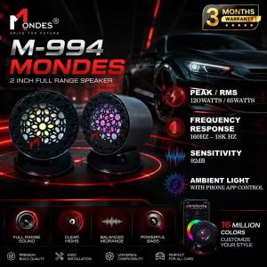 MONDES 2.5 Full Range Car Tweeter 120Watts Speaker With Phone App Ambient Light