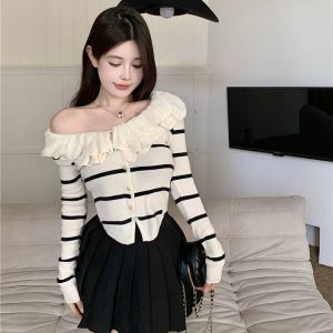 IELGY French Ruffled Elegant All-match Knitted Cardigan Women