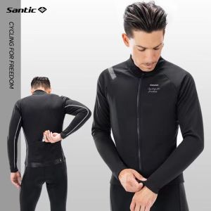 Santic Men Cycling Jackets Winter Windproof Keep Warm Long Sleeve Sports Road Bicycle MTB Bike Tops