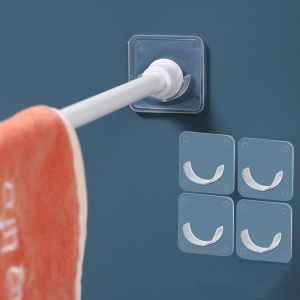 NCNC(OKDEALS01) 2Pcs Transparent Nail-free Self-adhesive Wall Hanger Curtain Rod Bracket Curtain Rod Holder Clothes Rail Bracket Rod Support Stand