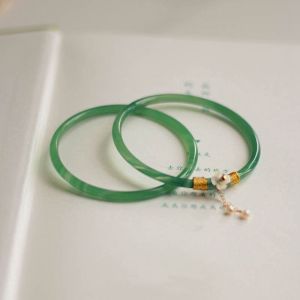MKEB MALL Charm Luxury Girls Flower Friend Gift Minimalism Women Bangles Hetian Stone Bracelet Antique Bracelet Chinese Style Jewelry