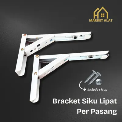 (Per Pasang) Siku Rak Lipat Dinding Tebal / Bracket Engsel Per Rak Ambalan Dinding 8 - 10 - 12 - 14 Inch dengan Sekrup