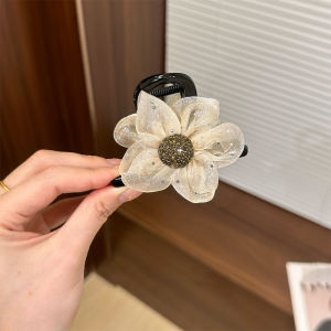 LL Fashionable mesh zircon flower braided hair with high ponytail and fixed hair clip J040