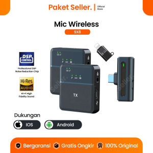 Mikrofon Clip On Wireless 2.4G Dual Mic HP & Kamera Plug & Play untuk Vlog Live Streaming