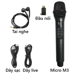 Micro Livestream Karaoke Thu Âm M3 Tích Hợp Soundcard có Echo Âm Thanh Chuyên Nghiệp Pin Trâu
