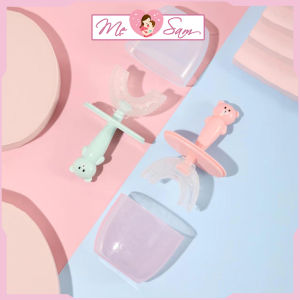 Bàn chải đánh răng cho bé hình gấu có nắp đậy chữ u cao cấp từ 2-12 tuổi Shop Mẹ Sam