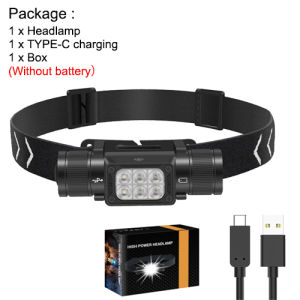 Asafee HP360 Ultra Light Headlamp White/Green/Red 7 Light Modes Headlight Waterproof 180° Adjustment Rechargeable Portable Mini EDC Flashlight For Cmaping Hiking Fishing Repair