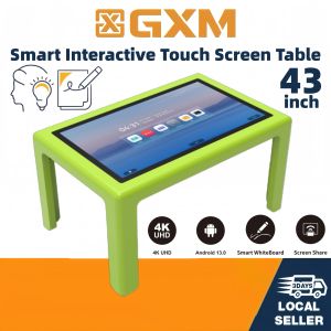 GXM 43” 4K Interactive Touch Table Touch Screen TV 10-Point Capacitive Touch Android 13 Anti-Glare Tempered Glass Waterproof Multi-User Smart Display for Education Business & Retail