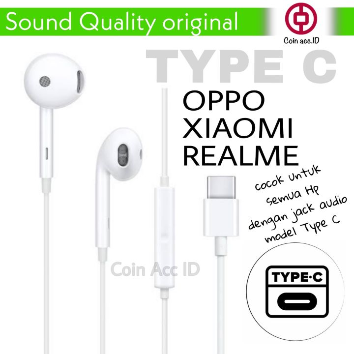 Headset/earphone TYPE C original for OPPO REALME XIAOMI