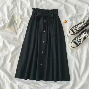 CHÂN VÁY KATE CỘT NƠ ĐÍNH HÀNG NÚT TRƯỚC MAXI NHN DÀNH CHO NỮ