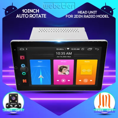 WeBetter TopNavi Android 10inch 4Core Full Touch Atuomatic Rotate Car Radio Audio Video Stereo Player For 2Din Radio Models With BT WiFi SWC MirrorLink Split Screen GPS Navigation