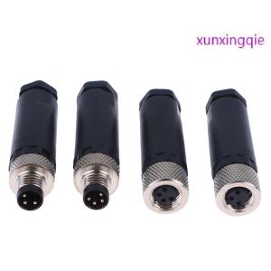 xunxingqie ขั้วต่อเซ็นเซอร์ M8กันน้ำสำหรับตัวผู้และตัวเมียปลั๊กเกลียว3 4ขาเบ้าหน้าแปลนติดตั้งด้านหลัง