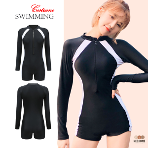 NeoHome ชุดว่ายน้ำวันพีช ผ้าเนื้อดี มีฟองน้ำและซับใน ชุดว่ายน้ำแขนยาว ขาสั้น