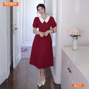 Đầm thiết kế BEMINE cổ tim phối tay phồng dáng chữ A phù hợp đi làm-B127