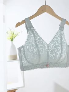 บราผู้หญิงไม่มีขอบบางระบายอากาศเต็มคัพลูกไม้ดอกไม้เซ็กซี่ ขนาดใหญ่ 120EFG ชุดชั้นในผู้หญิง