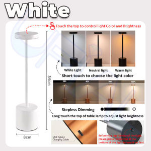 LED Bar Table Lamp USB Touch Control Rechargeable Desktop LED Reading Lamp for Bedroom Living Room Office Kids Room