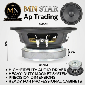 MN Star Ap Trading Mid Vocal 6.5 Inch Speaker High-Fidelity Audio Driver Heavy-Duty Magnet System Precision Dimensions Ready for Professional Cabinets (Original)