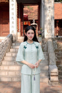 Đồ Lam Đi Chùa # Bộ Lụa Tằm Ánh Kim Cho Nữ # Bộ Đồ Truyền Thống