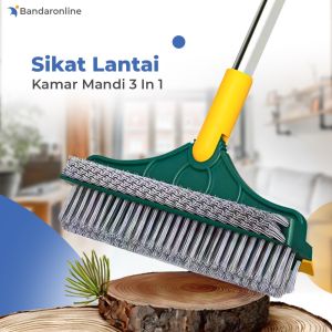 E305 Sikat Lantai Dorong 3in1 Wiper Pembersih Lantai Kamar Mandi Gagang Panjang Portable Sapu Lancip Model V