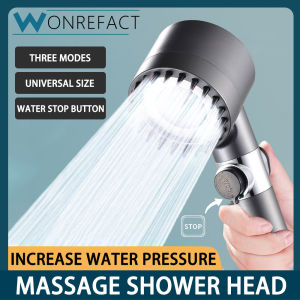 Massage Shower Head High Pressure Shower 3-Mode Adjustable Water Stop G1/2 Water Stop Handheld 24H Ship