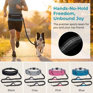 DSIUY Reflective Running Dog Leash Nylon Multi Functional Retractable Dog Pulling Rope Adjustable Durable Waist Pack Pet Leash Walking Dog