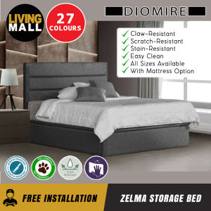 Living Mall Diomire Zelma 14"/16"/18" SBD Storage Bed Pet Friendly Scratch-Resistant Fabric 27 Colours- With Mattress Add-On