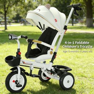 4-in-1 Baby Trike with Adjustable Push Handle Removable Canopy Safety Harness