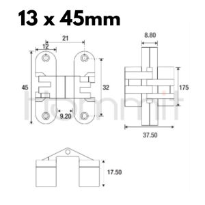 180 Degree Opening invisible hidden folding hinge for cabinet furniture door