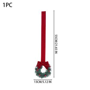 3x Christmas Mini Wreath with Red Berry Small Hanging Decoration Ribbon Bow Jingle Bell Pinecone Berry Bowknot Party Ornament