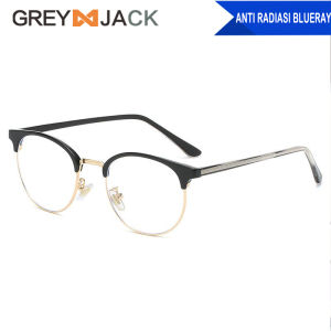 Grey Jack kacamata Antiradiasi Blueray Metal+TR90 Style Oval Half Frame Fashion Wanita dan Pria Terbaru 10214