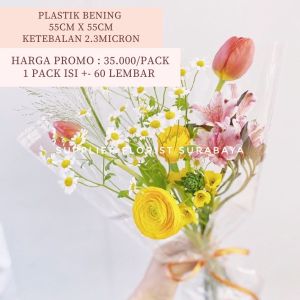 SFS - [1 PACK ISI +-60 LEMBAR] PLASTIK BENING TRANSPARANT TRANSPARAN PLASTIC WRAP BUNGA KOREAN STYLE DIY FLOWER PLASTIK POLOS