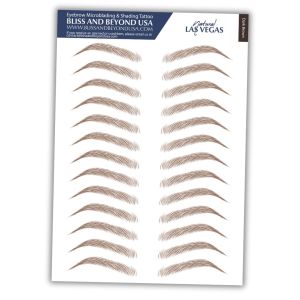 Bliss and Beyond USA    Waterproof Eyebrow Tattoo Stickers. A real hair stroke look. Hair replacement without surgery. Solution for hair loss. Bushy Tinted eyebrow tattoos. (New Las Vegas Dark Brown)