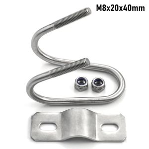 VIVIDI 20 25 32 40 50 M8 Double U Cross Clamp Steel Galvanized U Bolt Clamp Durable Screw Connector Scaffolding Clamp Tube Pipe Fixing